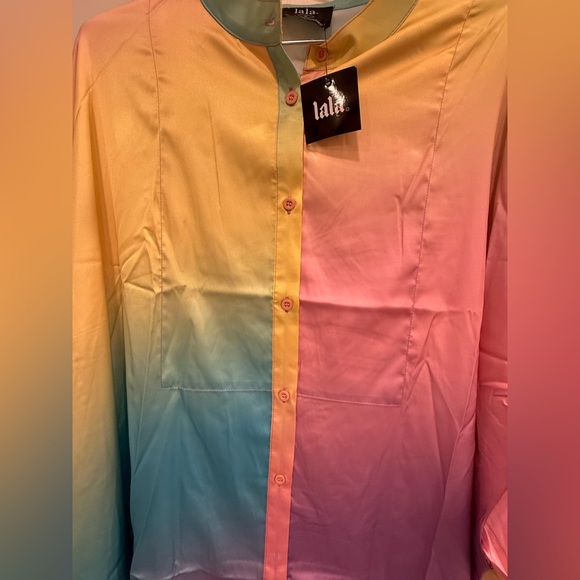 Dressed in Lala Brand Satin Playsuit in Rainbow Daydream - Picture 3 of 9